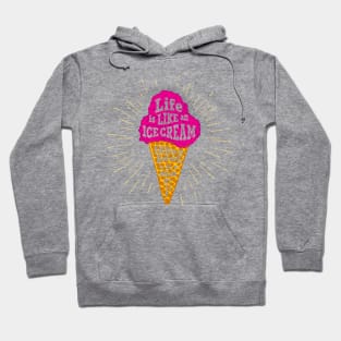 Bright Creative Ice Cream Illustration With Lettering. Summer Time Hoodie